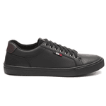 Sapatênis Masculino All Black com Elástico Couro Vegano - Preto