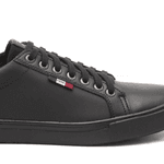 Sapatênis Masculino All Black com Elástico Couro Vegano - Preto