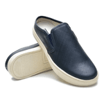 Mule Masculino Couro Legítimo Calce Fácil Confort - Azul