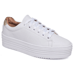 Sapatênis Feminino Solado Alto e Elástico - Branco
