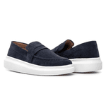 Mocassim Masculino Sola Alta Macio Loafer Derby - Azul
