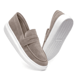 Mocassim Masculino Sola Alta Macio Loafer Derby - Cinza