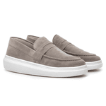 Mocassim Masculino Sola Alta Macio Loafer Derby - Cinza