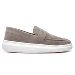 Mocassim Masculino Sola Alta Macio Loafer Derby - Cinza