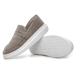 Mocassim Masculino Sola Alta Macio Loafer Derby - Cinza