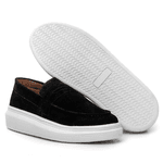 Mocassim Masculino Sola Alta Macio Loafer Derby - Preto/Branco