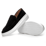Mocassim Masculino Sola Alta Macio Loafer Derby - Preto/Branco