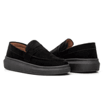 Mocassim Masculino Sola Alta Macio Loafer Derby - Preto/Preto