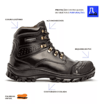 Bota Work Adventure em Couro Legítimo Biqueira Reforçada - Preto