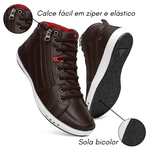 Sapatênis Botinha Masculina Cano Alto com Elástico - Café