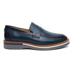 Sapato Mocassim Masculino Social CouroSlip on Mule Moderno - Azul