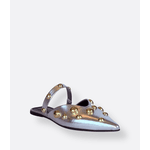 Mule Prata Bico Fino Metal Dourado Zaphira