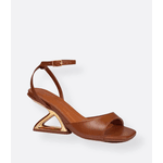 Sandália Marrom Salto Geométrico Panther