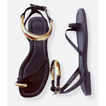 Rasteira Preta Anel de Dedo Eos