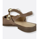 Slingback Mocca Mousse Metal Dourado Allura 