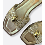 Rasteira em Ráfia Natural Dourada Isla