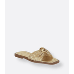 Rasteira em Ráfia Natural Dourada Isla