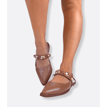 Slingback Mocca Mousse Metal Dourado Allura 