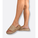 Flat em Ráfia Natural Dourada Brizze