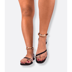 Rasteira Preta Anel de Dedo Eos