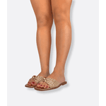 Rasteira em Ráfia Natural Dourada Isla