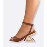 Sandália Marrom Salto Geométrico Panther