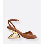 Sandália Marrom Salto Geométrico Panther