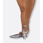 Mule Prata Bico Fino Metal Dourado Zaphira