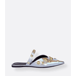 Mule Prata Bico Fino Metal Dourado Zaphira