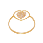 Anel em Ouro 18K - Coração Vazado com Zircônias Brancas
