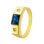 Anel de Formatura Masculino em Ouro 18K - Pedra Azul