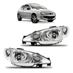 Farol Peugeot 2006 Cromado De 2004 á 2008 - Lente Lisa Importado