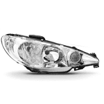 Farol Peugeot 2006 - Cromado De 2004 á 2008 - Lente Lisa Duplo - Importado