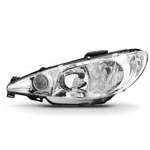 Farol Peugeot 2006 - Cromado De 2004 á 2008 - Lente Lisa Duplo - Importado