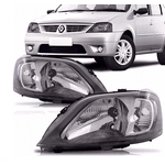 Farol Renault Logan 2007 Á 2010 Máscara Cinza - Importado