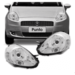 Farol Fiat Punto 2008 á 2012 Máscara Cromada - Importado