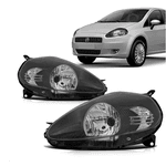 Farol Fiat Punto 2008 á 2012 Máscara Preto- Importado