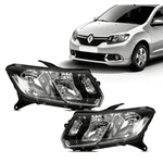 Farol Renault Logan e Sandero 2015 Á 2019 Máscara Cromada - Importado