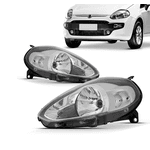 Farol Fiat Punto 2013 á 2017 Máscara Cromada- Importado