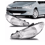 Farol Peugeot 206 1998 á 2003 Lente Raiada - Importado