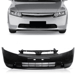Para-choque Dianteiro Civic De 2007 á 2008 S/ Milha C/ Ressalto De Placa - Preto Liso