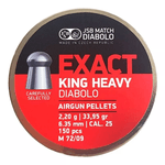 Chumbinhos JSB Exact King Heavy Diabolo 6,35mm Peso médio: 2,20g / 33,95 gr lata com 150 pçs