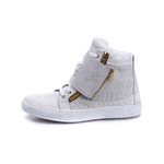Tenis Sneaker Bawmi Cano Alto Feminino Branco com Caveira
