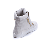 Tenis Sneaker Bawmi Cano Alto Feminino Branco com Caveira