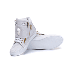 Tenis Sneaker Bawmi Cano Alto Feminino Branco com Caveira