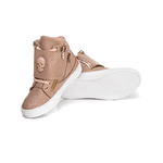 Tenis Sneaker Bawmi Cano Alto Feminino Rose com Caveira
