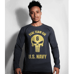 Camiseta Manga Longa Militar Punisher Seal Navy Seals Gold Line 