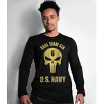 Camiseta Manga Longa Militar Punisher Seal Navy Seals Gold Line 