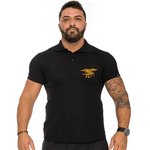 Camiseta Gola Polo Preto Navy Seals Bordada 