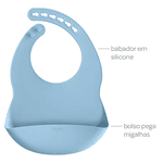 BABADOR EM SILICONE COM PEGA-MIGALHAS AZUL